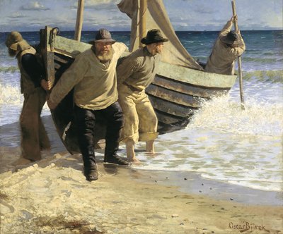 Launching the Boat, Skagen by Oscar Gustaf Bjorck